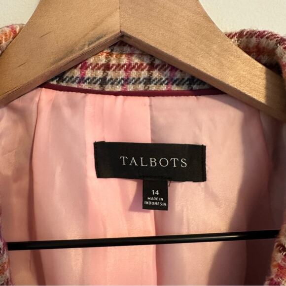 Talbots Pink Plaid Wool Blend Blazer Jacket 14 - Picture 11 of 11